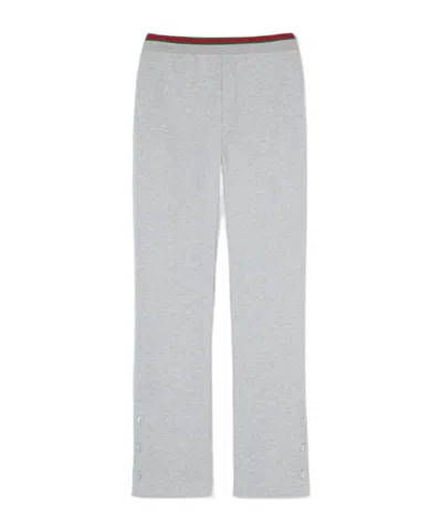 Gucci Women Cotton Jersey Jogging Pants With Web Detail In Gray