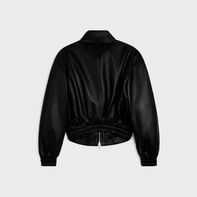 Celine Long-sleeved Leather Jacket In Black