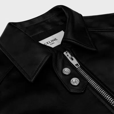 Celine Long-sleeved Leather Jacket In Black