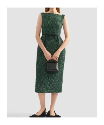 Erdem Tweed Midi Dress In Green