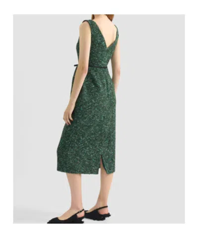 Erdem Tweed Midi Dress In Green