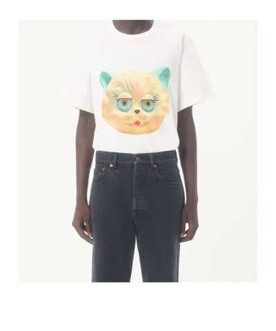 Valentino Cotton T-shirt With Le Chat De La Maison Print In White