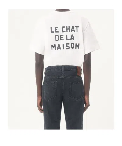 Valentino Cotton T-shirt With Le Chat De La Maison Print In White