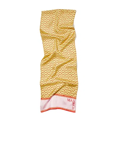 Maxco. Printed Silk-twill Scarf In Yellow