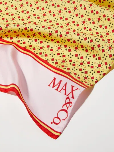 Maxco. Printed Silk-twill Scarf In Yellow