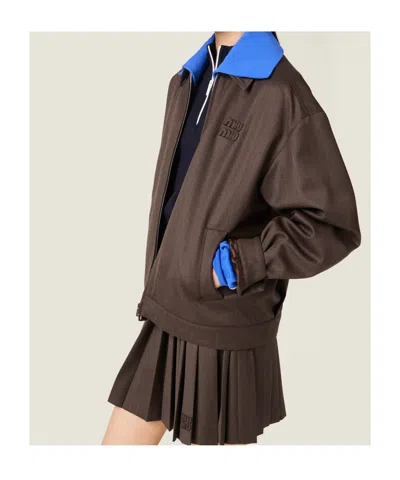 Miu Miu Pleated Mini Skirt In Brown