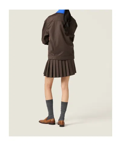 Miu Miu Pleated Mini Skirt In Brown