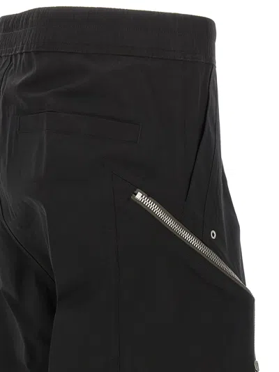 Rick Owens Heizer Belas Wide-leg Cotton-blend Poplin Drawstring Cargo Trousers In Black
