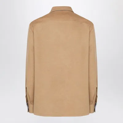 Loewe Camel-colored Virgin Wool And Cashmere Jacket-shirt Men In Brown