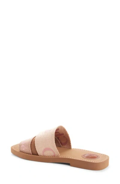 Chloé Woody Linen Flat Sandals In Pink