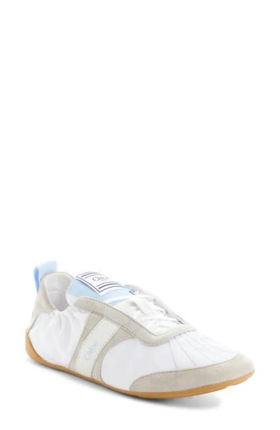 Chloé White Calf Leather Bos Taurus Athletic Sneakers In White