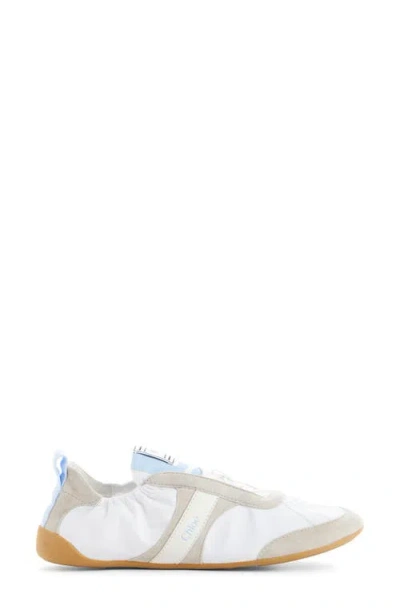 Chloé White Calf Leather Bos Taurus Athletic Sneakers In White
