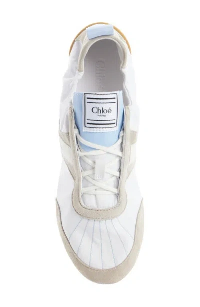 Chloé White Calf Leather Bos Taurus Athletic Sneakers In White