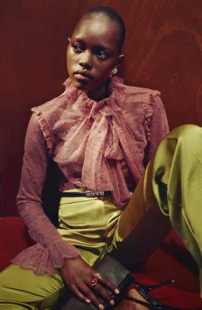 Mango Sunset Hammered Satin Pants In Green