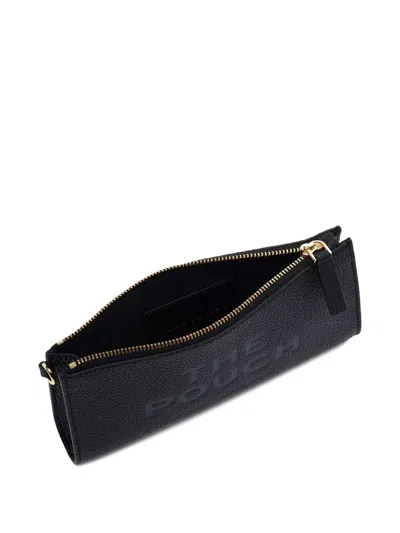 Marc Jacobs Rectangular Leather Clutch Wrist Strap In Black