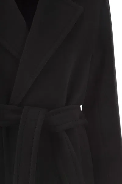 Max Mara Scire - Wool Beaver Dressing Gown Coat In Black