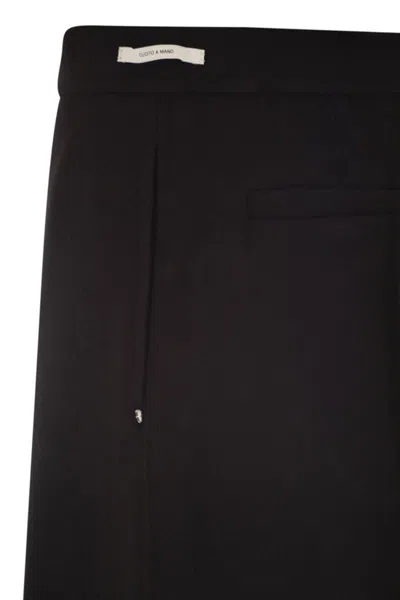 Sportmax Double Pleated Tailored Shorts In Luxurious Wool In Black