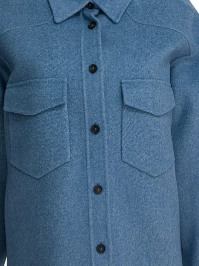 Sportmax Virgin Wool Overshirt Jacket Jackets And Coats Light Blue In Blue