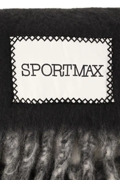 Sportmax Tenue Two Colour Scarf With Fringes In Black