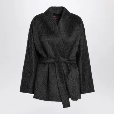 Max Mara Studio Anthracite Cardigan Jacket In Wool And Alpaca In Brown