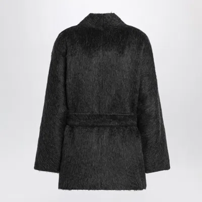 Max Mara Studio Anthracite Cardigan Jacket In Wool And Alpaca In Brown