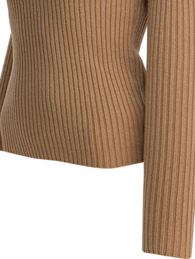 Max Mara Wool And Cashmere Turtleneck Sweater In Gold