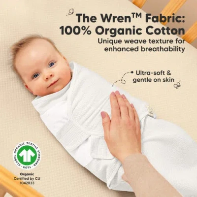 Keababies 3-pack Soothe (wren) Swaddle Wraps In White