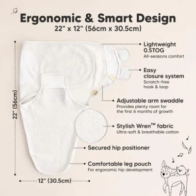 Keababies 3-pack Soothe (wren) Swaddle Wraps In White