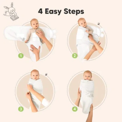 Keababies 3-pack Soothe (wren) Swaddle Wraps In White