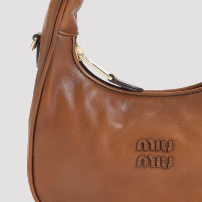 Miu Miu Caramel Leather Wander Handbag In Orange