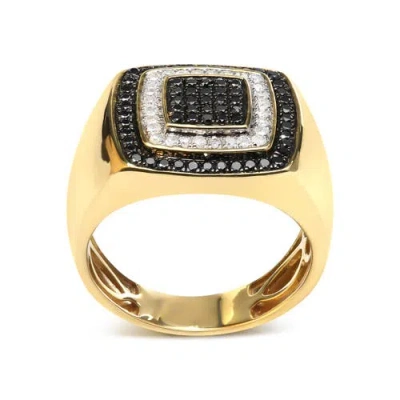 Haus Of Brilliance Men's 10k Yellow Gold 3/4 Cttw White And Black Treated Diamond Ring Band (black /