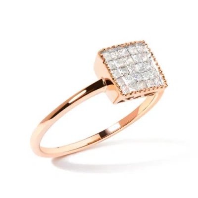 Haus Of Brilliance 10k Rose Gold 1/3 Cttw Invisible Set Princess Diamond Composite Square Ring In Brown