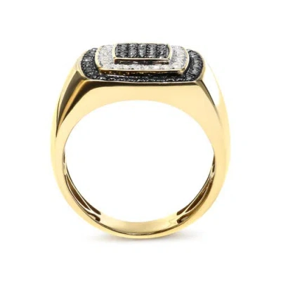 Haus Of Brilliance Men's 10k Yellow Gold 3/4 Cttw White And Black Treated Diamond Ring Band (black /