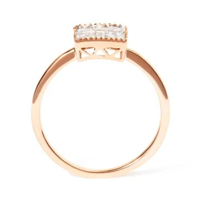 Haus Of Brilliance 10k Rose Gold 1/3 Cttw Invisible Set Princess Diamond Composite Square Ring In Brown