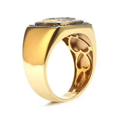 Haus Of Brilliance Men's 10k Yellow Gold 3/4 Cttw White And Black Treated Diamond Ring Band (black /