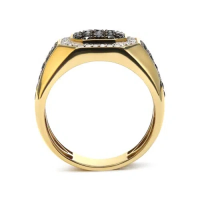 Haus Of Brilliance Men's 10k Yellow Gold 1 1/4 Cttw White And Treated Black Diamond Octagonal Halo Band Ring