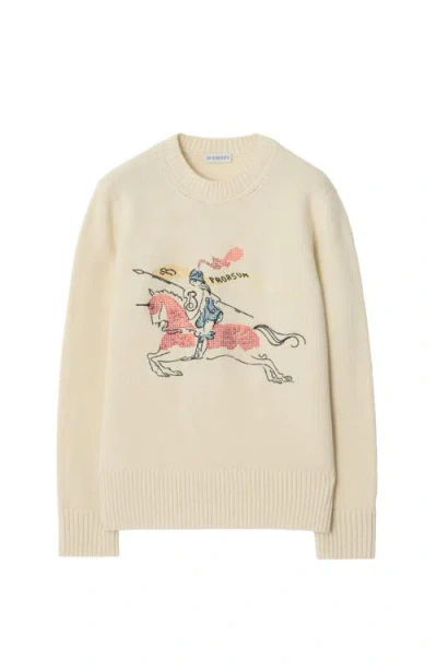 Burberry Cross Stitch Ekd Wool Cashmere Sweater In Neutral