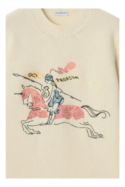 Burberry Cross Stitch Ekd Wool Cashmere Sweater In Neutral