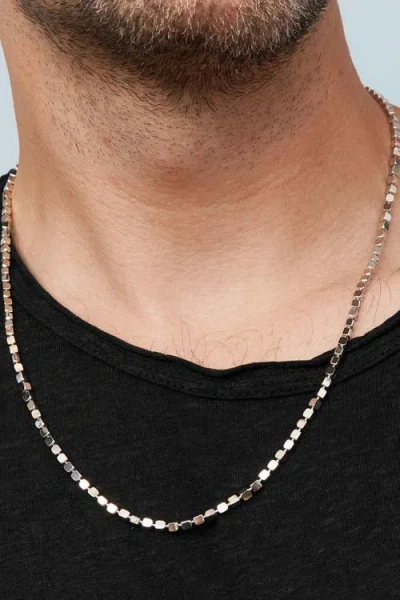 Oradina Sterling Silver Modern Cube Link Necklace In Brown