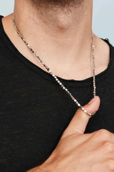 Oradina Sterling Silver Modern Cube Link Necklace In Brown