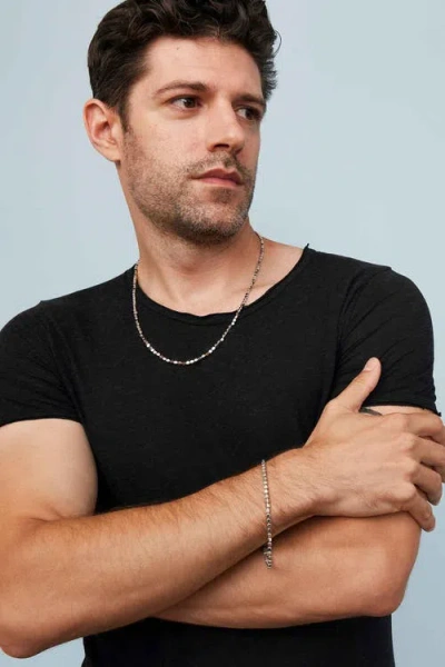 Oradina Sterling Silver Modern Cube Link Necklace In Brown