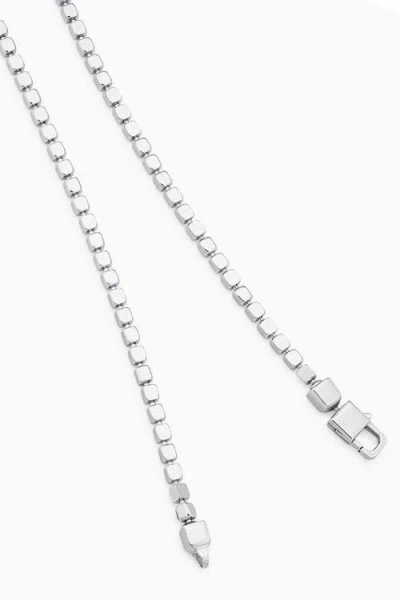 Oradina Sterling Silver Modern Cube Link Necklace In Brown