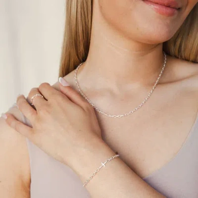 Rizen Jewelry Mini Chain Breaker Cross Bracelet In White