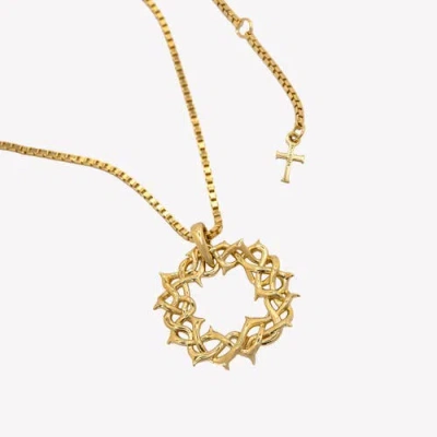 Rizen Jewelry Crown Of Thorns Large Pendant Necklace In Gold