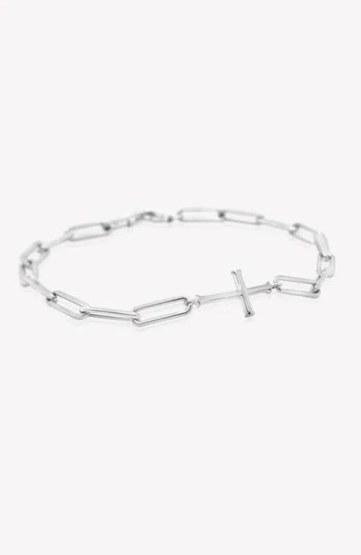 Rizen Jewelry Chain Breaker Cross Bracelet In Silver