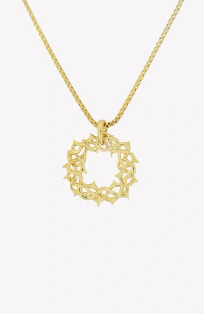 Rizen Jewelry Crown Of Thorns Large Pendant Necklace In Gold