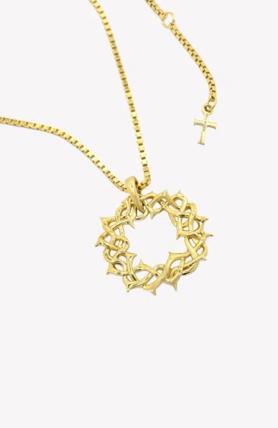 Rizen Jewelry Crown Of Thorns Large Pendant Necklace In Gold