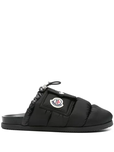 Moncler Mon Pocket Padded Black Mules In Multi