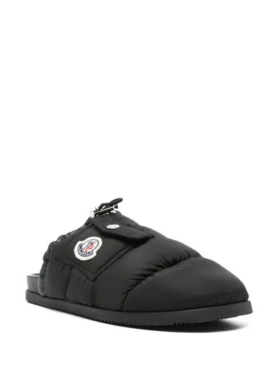 Moncler Mon Pocket Padded Black Mules In Multi