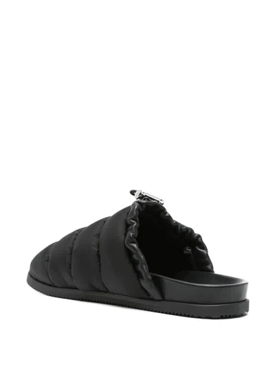 Moncler Mon Pocket Padded Black Mules In Multi